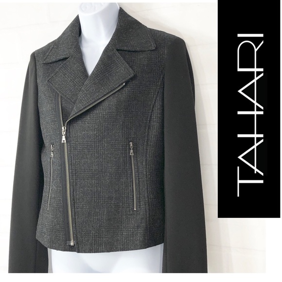 Tahari Jackets & Blazers - Tahari Black n Gray Tweed Zip Jacket size 6